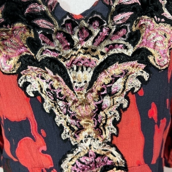 Soft Surroundings Midi Dress 18p Boho Cottagecore Festival Lined Velvet Trim - Picture 7 of 12